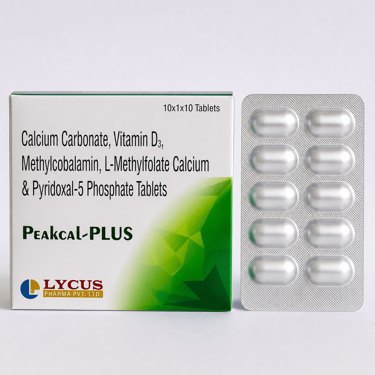 Peakcal-Plus calcium and vitamin D3 tablets by Lycus Pharma